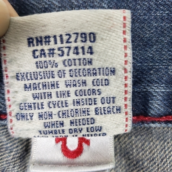 TRUE RELIGION Men's Jeans Blue Red Stitching Straight Sz 33 - Picture 7 of 9